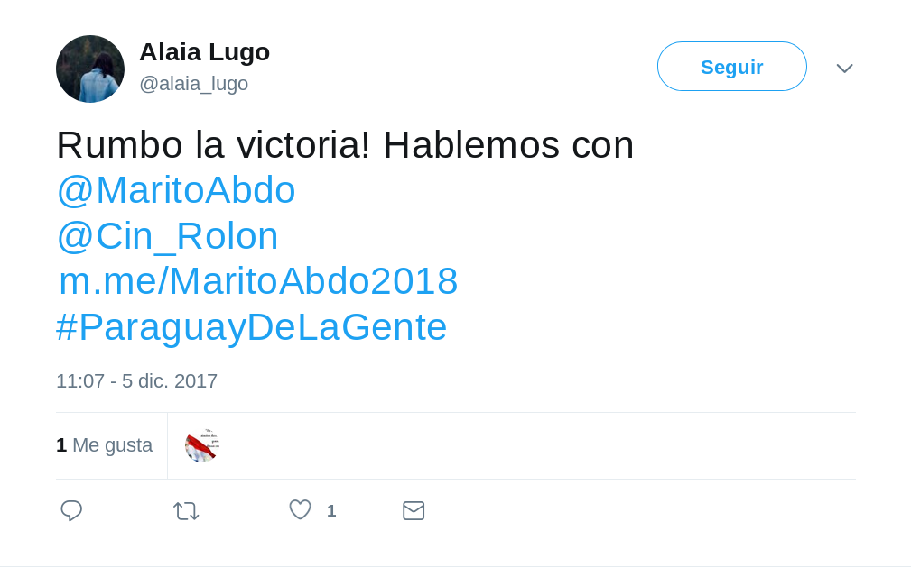 Figura 11. Tweets con enlace al chatbot asociado al perfil de Facebook del candidato Mario Abdo Benítez