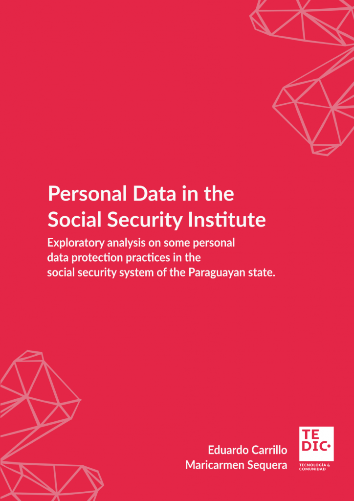 Cover of the research "Exploratory analysis on some personal data protection practices in the social security system of the Paraguayan state"