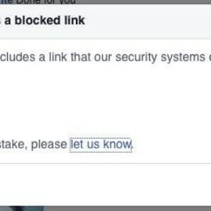 facebook_spam_paginaweb Imagen de Facebook alegando los motivos por los cuales un link no puede ser compartido en dicha red social