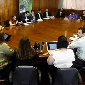 mesa de datos personales personas pertenecientes a instituciones públicas, privadas y sociedad civil alrededor de una mesa en una sala de la Cámara de Diputados