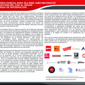 Fñyer con información sobre caso de persecución a Ola Bini Fñyer con información sobre caso de persecución a Ola Bini