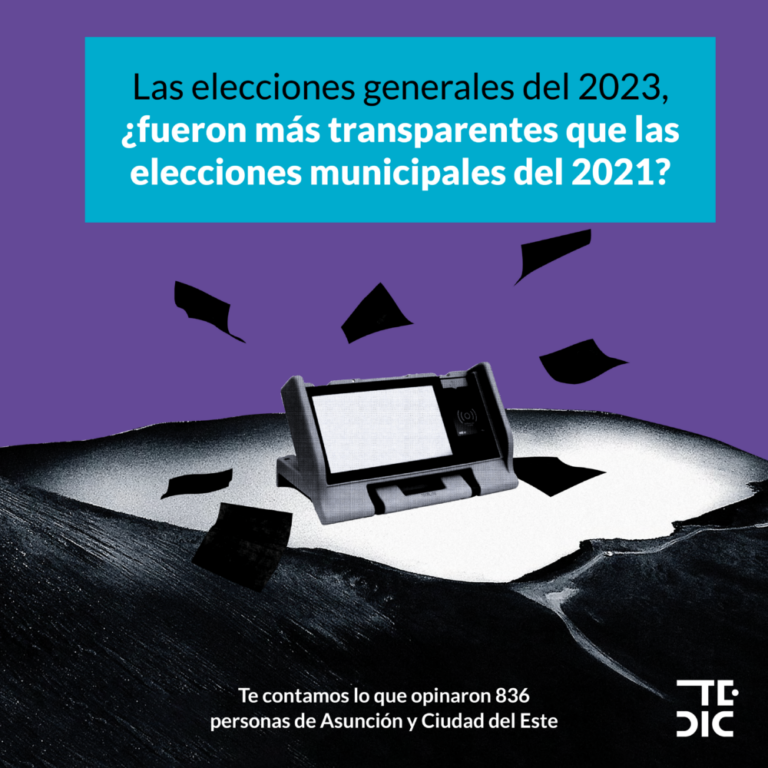 Placa con texto: Las elecciones generales 2023 ¿fueron más transparentes que las elecciones municipales del 2021?