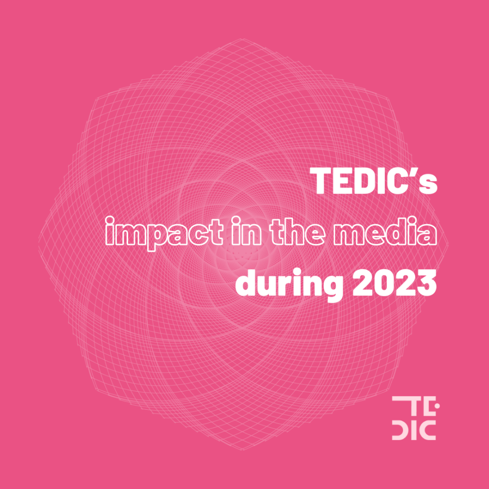 Plaque with text: Tedic in the media during 2023